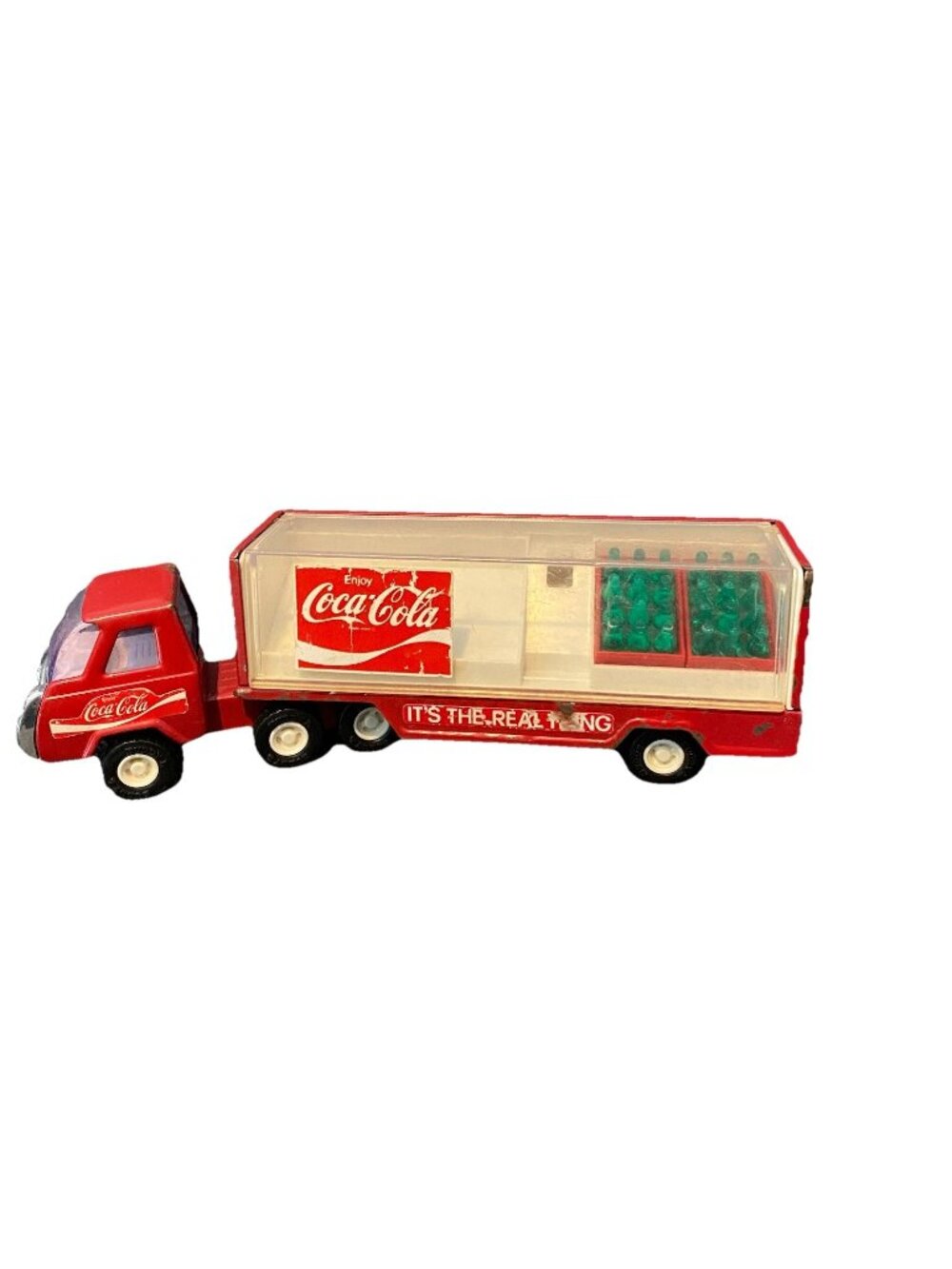 Vintage Buddy L Red Coca Cola Tractor Trailer 10” Long